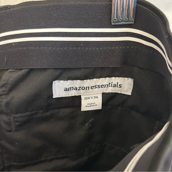 Amazon Essentials Men’s Slim Fit Flat Front Dress Pants Black Size 38x34 - Picture 7 of 10